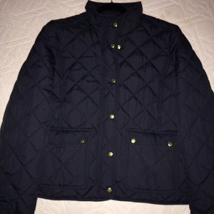 J Crew navy blue/gold buttons puffer jacket
